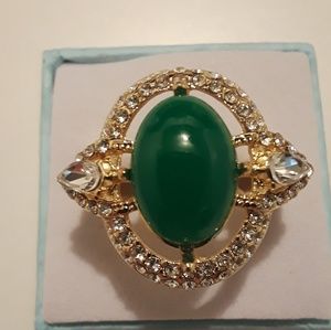 Gold tone Jade ring size 8 new